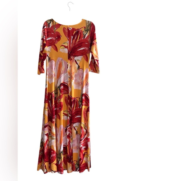 Soft Surroundings Elia Maxi Dress 3/4 Sleeve Floral Stretch - Picture 4 of 8